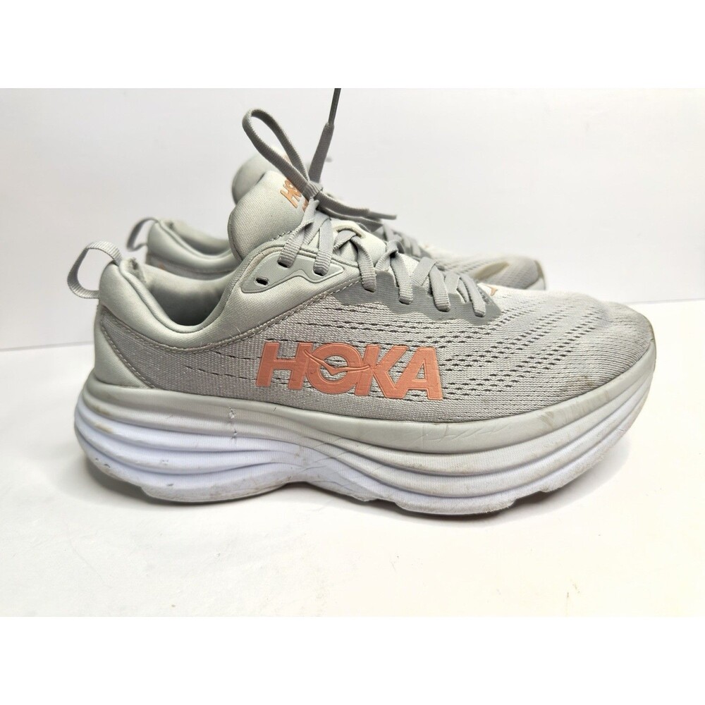 Hoka Bondi 8 Womens Sz.9 Gray Running Shoes Lightweight Cushioned Comfort